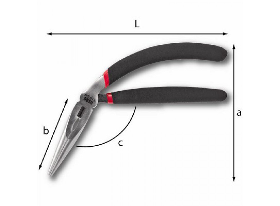 115 CP - Pinza piegata a becchi mezzotondi lunghissimi