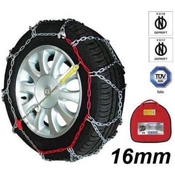 Catene da Neve Omologate Cf1646 16 mm 4 x 4 per Furgone SUV e Camper, Certificate TUV, Set di 2