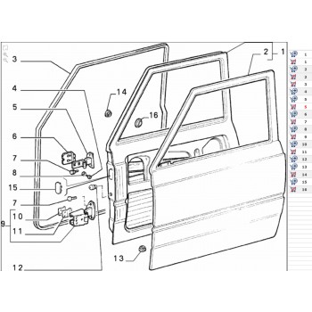 CERNIERA PORTA ANT SUPERIORE SX FIAT PANDA ANNO 19991-2003