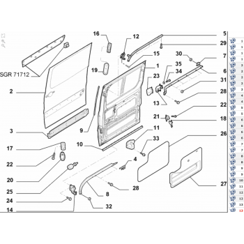 DISPOSITIVO DI CHIUSURA PORTA LATERALE DX FIAT SCUDO ANNO 2007-2016