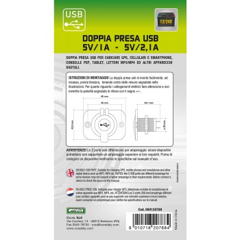 DOPPIA PRESA USB 5V/1A-5V/2,1A