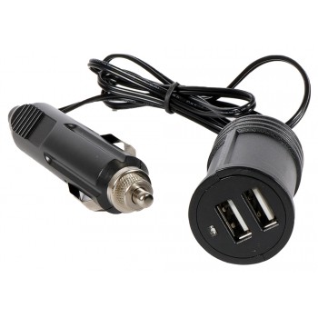 DOPPIA PRESA USB CON LED CON PROLUNGA 1M 12/24V