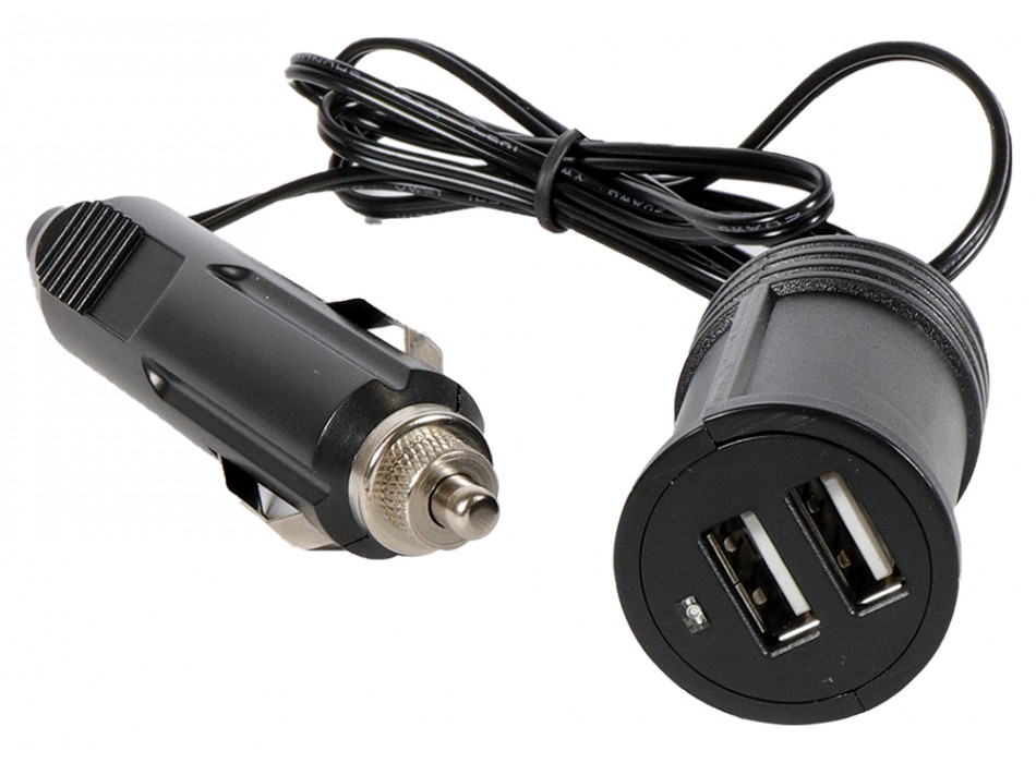 DOPPIA PRESA USB CON LED CON PROLUNGA 1M 12/24V