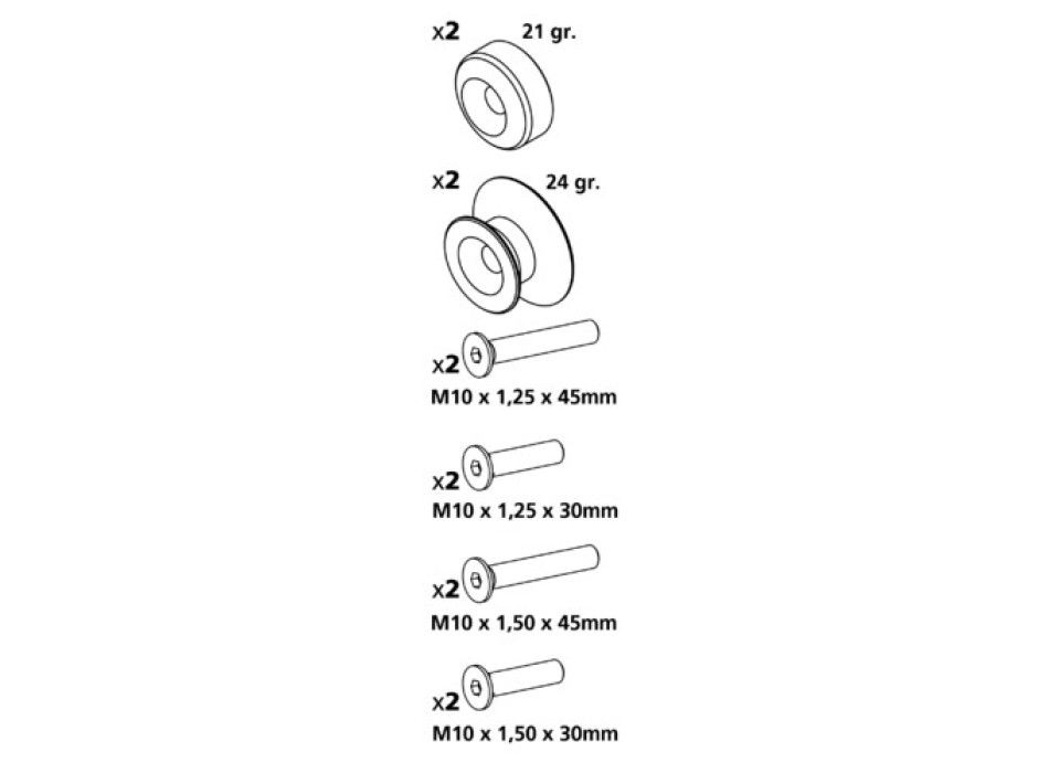 Kit supporti cavalletto - 10 mm - Alluminio