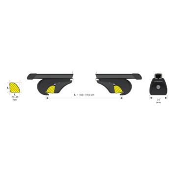 Rail-Top, coppia barre portatutto in acciaio - L - 127 cm