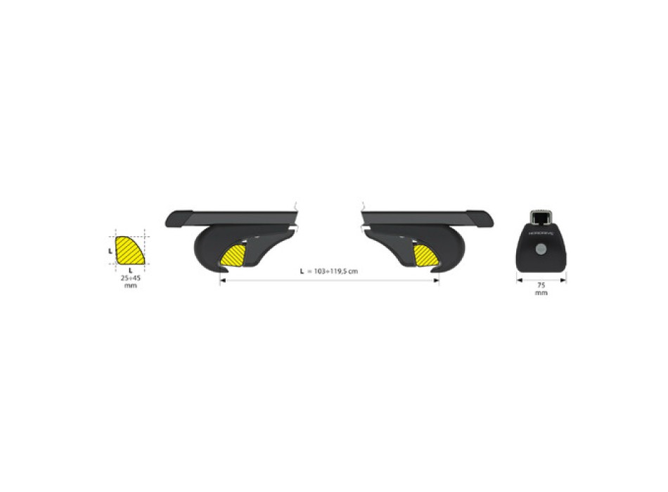 Rail-Top, coppia barre portatutto in acciaio - L - 127 cm