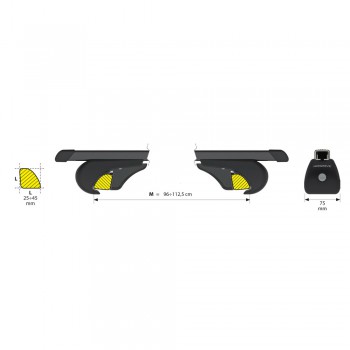 Rail-Top, coppia barre portatutto in acciaio - M - 120 cm