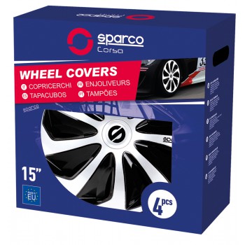 SPARCO BOX 4 COPRICERCHI SICILIA SILVER/NERO 15ʺ