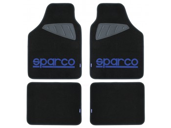 SPARCO SET 4PZ TAPPETI MOQUETTE NERI LOGO BLU