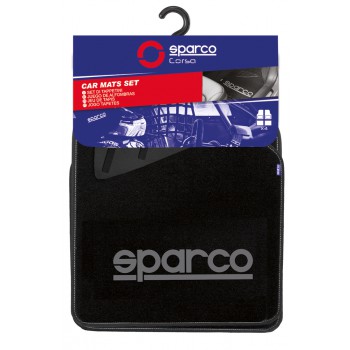 SPARCO SET 4PZ TAPPETI MOQUETTE NERI LOGO GRIGIO