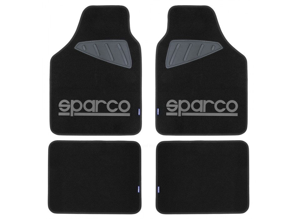 SPARCO SET 4PZ TAPPETI MOQUETTE NERI LOGO GRIGIO