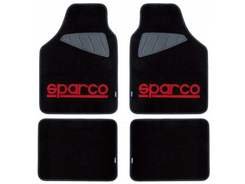 SPARCO SET 4PZ TAPPETI MOQUETTE NERI LOGO ROSSO