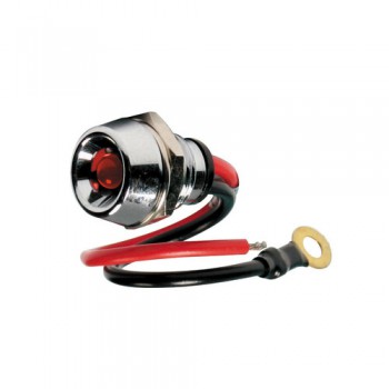 Spia a Led, in ottone cromato - 12/24V - Rosso - 15A