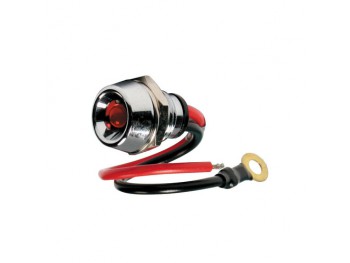 Spia a Led, in ottone cromato - 12/24V - Rosso - 15A